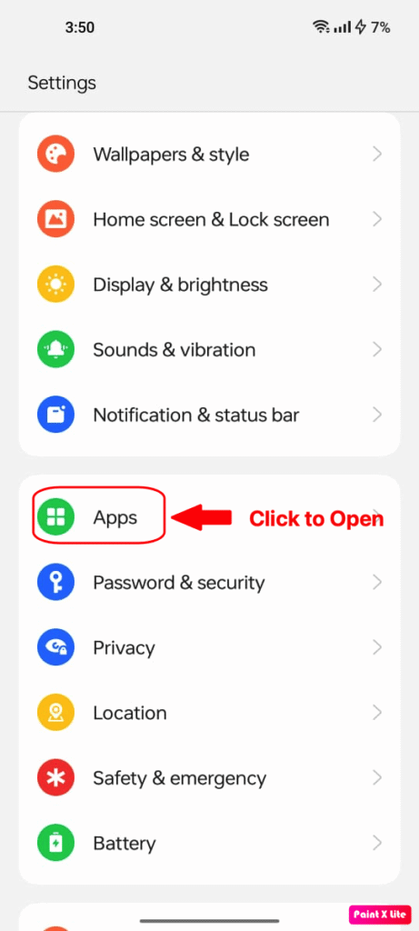 App-in-Settings Screen