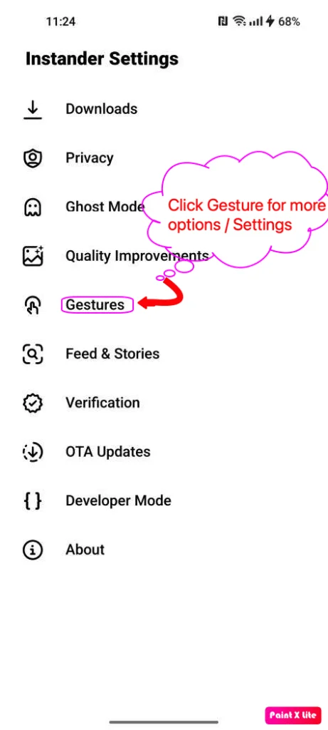 gesture setting