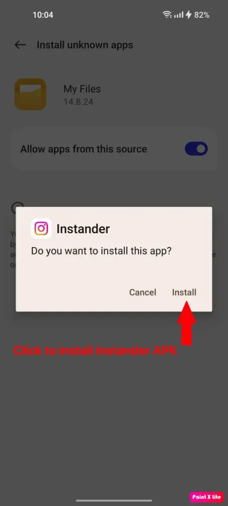 Install Instander Pop-Up
