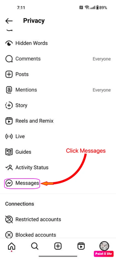 Messages Option