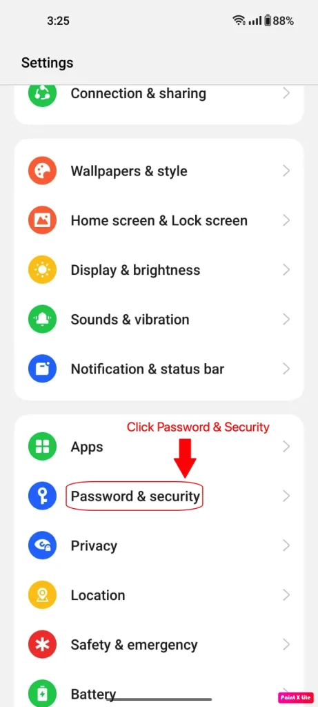 Password and Security Screen