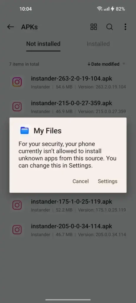 Settings for Unknown Source