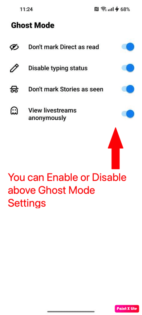 Ghost Mode setting